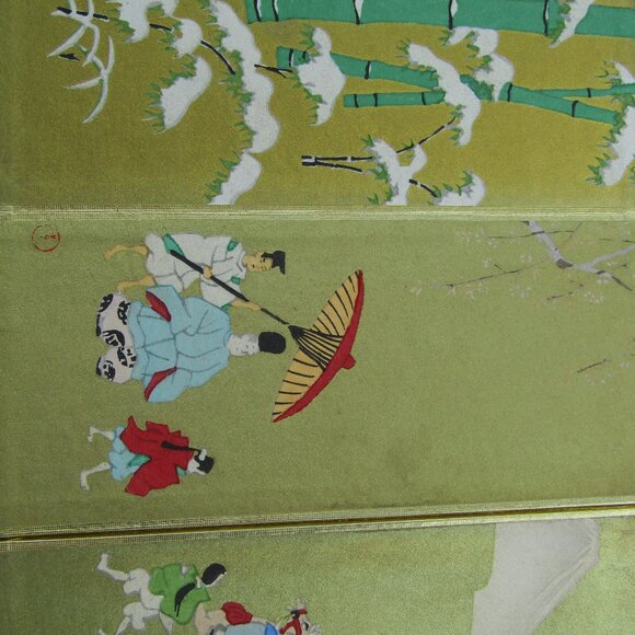 Vintage Japanese Miniature 4-Panel Folding Screen Tabletop Byōbu Art | Mt. Fuji - Picture 6 of 16